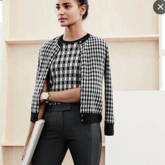 JCrew Collection Gingham Italian Cashmere Sweater - Small - Picture 1 of 4